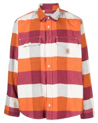 Camicia a maniche lunghe a righe verticali arancione di Carhartt WIP