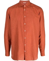 Camicia a maniche lunghe a righe verticali arancione di Massimo Alba