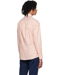 Camicia a maniche lunghe a righe verticali arancione di Brunello Cucinelli
