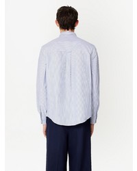 Camicia a maniche lunghe a righe verticali azzurra di Ami Paris