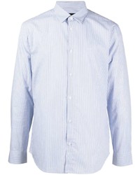 Camicia a maniche lunghe a righe verticali azzurra di Armani Exchange
