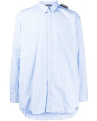 Camicia a maniche lunghe a righe verticali azzurra di Balenciaga