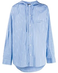 Camicia a maniche lunghe a righe verticali azzurra di Balenciaga