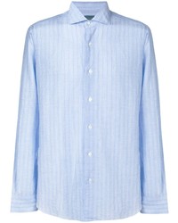 Camicia a maniche lunghe a righe verticali azzurra di Barba
