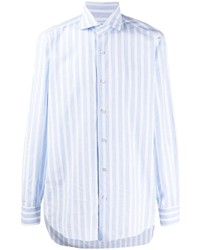 Camicia a maniche lunghe a righe verticali azzurra di Barba