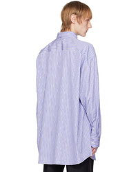 Camicia a maniche lunghe a righe verticali azzurra di Maison Margiela