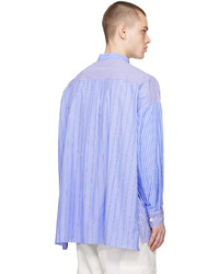 Camicia a maniche lunghe a righe verticali azzurra di Tanaka