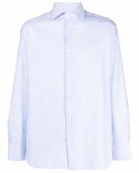 Camicia a maniche lunghe a righe verticali azzurra di Borrelli
