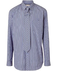 Camicia a maniche lunghe a righe verticali azzurra di Burberry