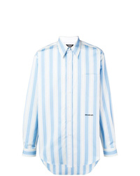 Camicia a maniche lunghe a righe verticali azzurra di Calvin Klein 205W39nyc
