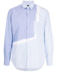 Camicia a maniche lunghe a righe verticali azzurra di Comme des Garcons Homme Deux