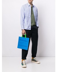 Camicia a maniche lunghe a righe verticali azzurra di Comme des Garcons Homme
