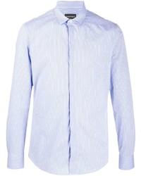 Camicia a maniche lunghe a righe verticali azzurra di Emporio Armani