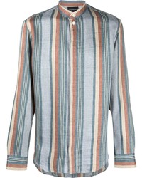 Camicia a maniche lunghe a righe verticali azzurra di Emporio Armani