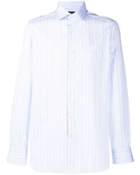 Camicia a maniche lunghe a righe verticali azzurra di Ermenegildo Zegna