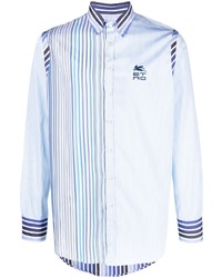 Camicia a maniche lunghe a righe verticali azzurra di Etro