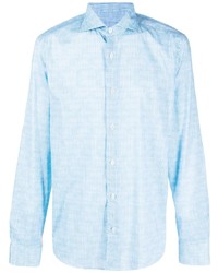 Camicia a maniche lunghe a righe verticali azzurra di Fedeli