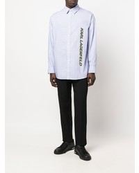 Camicia a maniche lunghe a righe verticali azzurra di Karl Lagerfeld