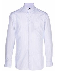Camicia a maniche lunghe a righe verticali azzurra di Giorgio Armani