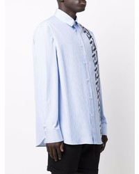 Camicia a maniche lunghe a righe verticali azzurra di Versace