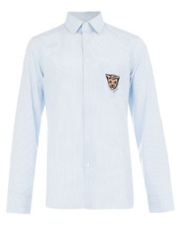 Camicia a maniche lunghe a righe verticali azzurra di Gucci