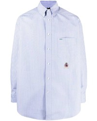Camicia a maniche lunghe a righe verticali azzurra di Hilfiger Collection