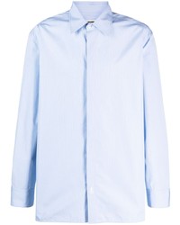 Camicia a maniche lunghe a righe verticali azzurra di Jil Sander