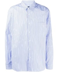 Camicia a maniche lunghe a righe verticali azzurra di Juun.J