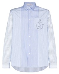 Camicia a maniche lunghe a righe verticali azzurra di JW Anderson