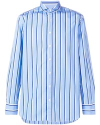 Camicia a maniche lunghe a righe verticali azzurra di Lardini