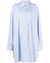 Camicia a maniche lunghe a righe verticali azzurra di Maison Margiela