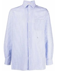 Camicia a maniche lunghe a righe verticali azzurra di Massimo Alba