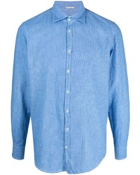 Camicia a maniche lunghe a righe verticali azzurra di Massimo Alba
