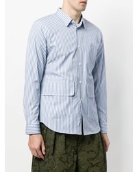 Camicia a maniche lunghe a righe verticali azzurra di Comme Des Garçons Shirt Boys