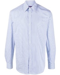 Camicia a maniche lunghe a righe verticali azzurra di Ralph Lauren Purple Label