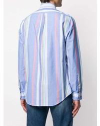 Camicia a maniche lunghe a righe verticali azzurra di Polo Ralph Lauren