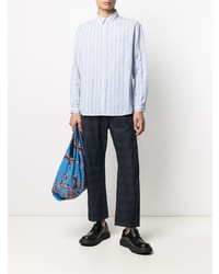 Camicia a maniche lunghe a righe verticali azzurra di Henrik Vibskov