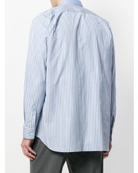 Camicia a maniche lunghe a righe verticali azzurra di Comme Des Garçons Shirt Boys