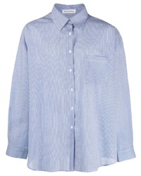 Camicia a maniche lunghe a righe verticali azzurra di The Frankie Shop