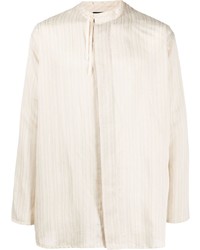 Camicia a maniche lunghe a righe verticali beige di Emporio Armani