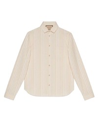 Camicia a maniche lunghe a righe verticali beige di Gucci
