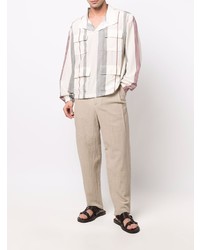 Camicia a maniche lunghe a righe verticali beige di Giorgio Armani