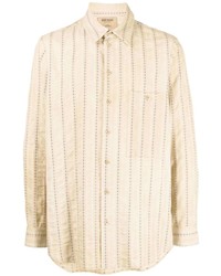 Camicia a maniche lunghe a righe verticali beige di Uma Wang