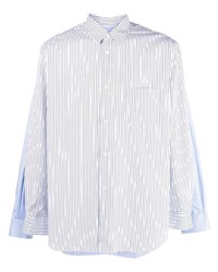 Camicia a maniche lunghe a righe verticali bianca e blu scuro di Comme Des Garcons SHIRT