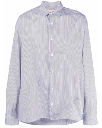 Camicia a maniche lunghe a righe verticali bianca e blu scuro di Corelate