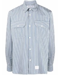 Camicia a maniche lunghe a righe verticali bianca e blu scuro di Department 5