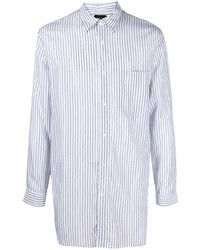 Camicia a maniche lunghe a righe verticali bianca e blu scuro di Emporio Armani