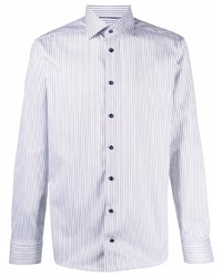 Camicia a maniche lunghe a righe verticali bianca e blu scuro di Eton