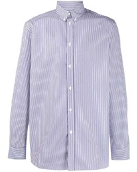 Camicia a maniche lunghe a righe verticali bianca e blu scuro di Givenchy