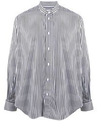 Camicia a maniche lunghe a righe verticali bianca e blu scuro di Givenchy
